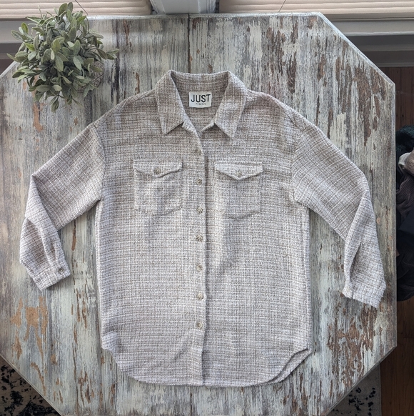 Anthropologie Just Female Metz Shirt Jacket Tan Women's Small - Picture 2 of 6